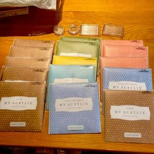 Close to my Heart decorative stamps. Set of 15 with the holders and tweezers.